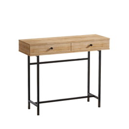 Hanah Home Aparador Versátil para Salón y Comedor, Tablero Melamina y Patas Metal, Roble y Negro, 100x86x35cm